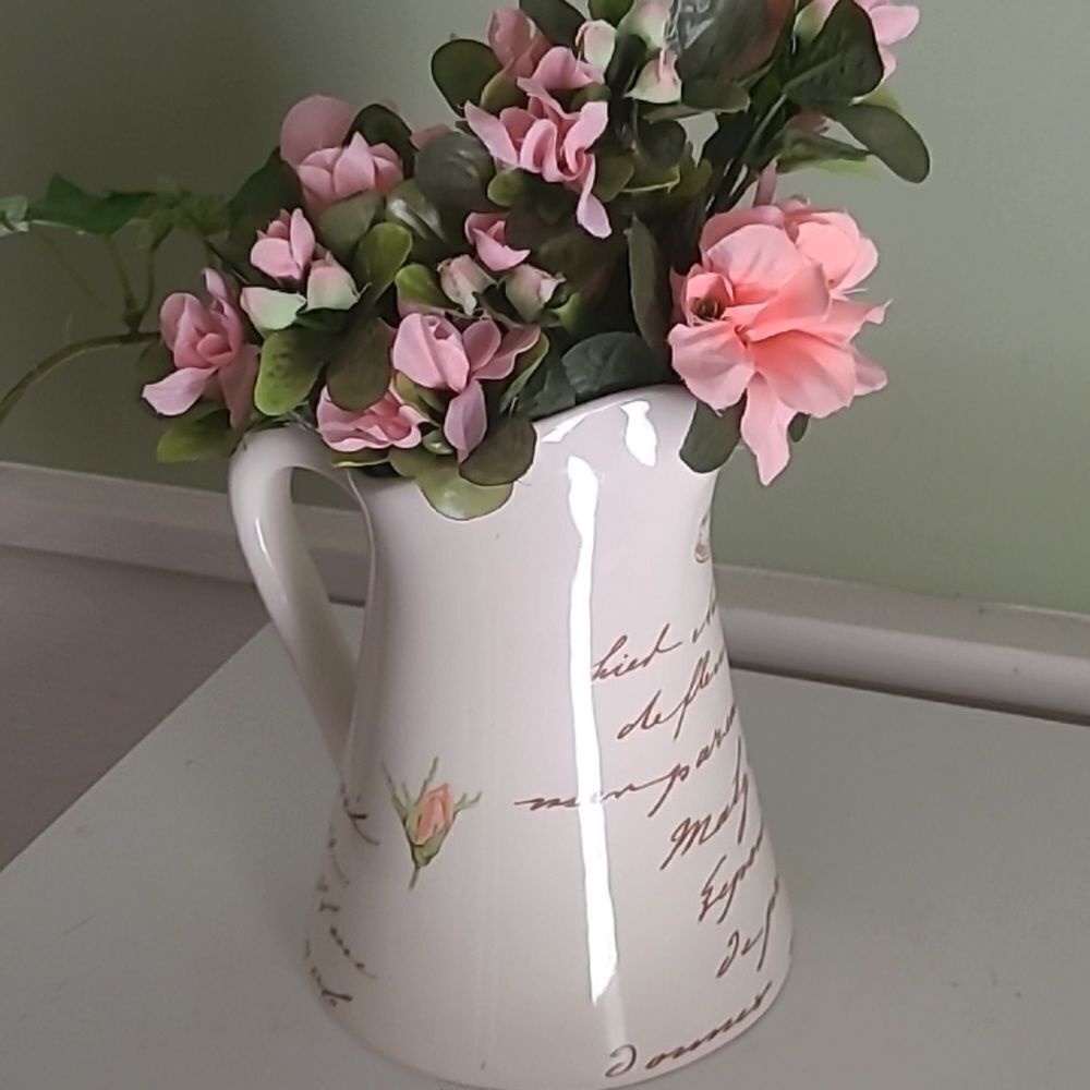 Teleflora Ceramic Pitcher with Pink Roses - Picture 3 of 6